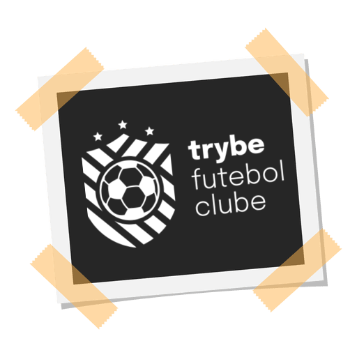 Uma foto polariod com uma logomarca simples, com uma bola de futebol e um título ao lado